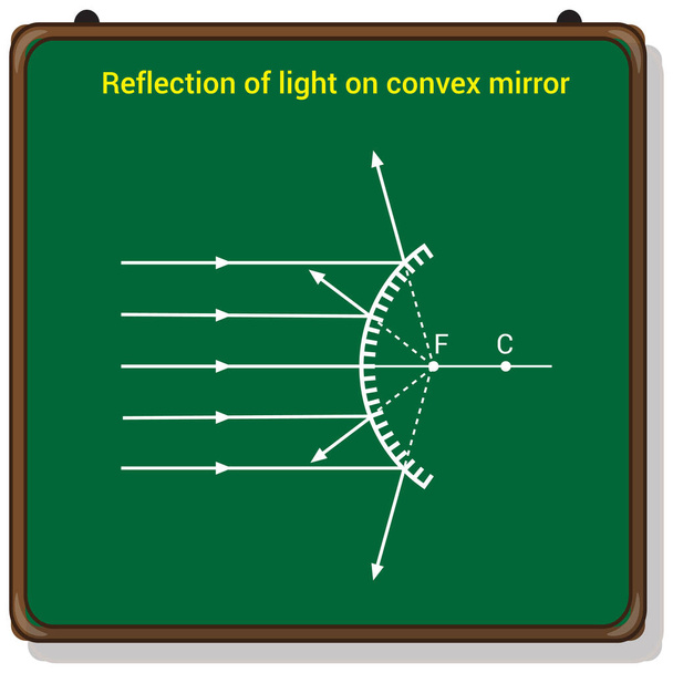 reflection of light on convex mirror - Vector, Image