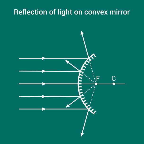 凸ミラー上の光の反射 - ベクター画像