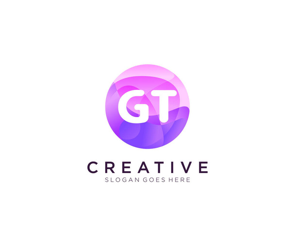 GT initial logo With Colorful Circle template - Vector, Image