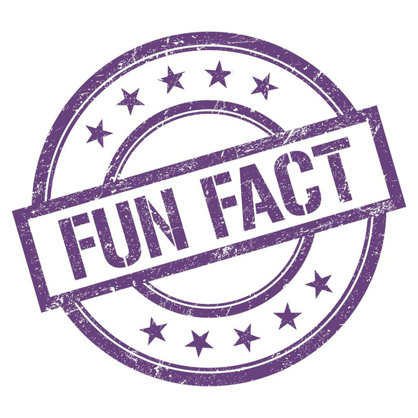FUN FACT tekst geschreven op paars violet rond vintage rubber stempel. - Foto, afbeelding