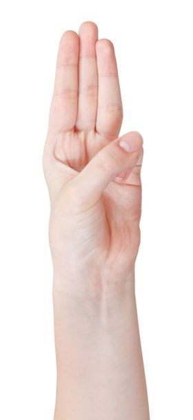 Finger zählen drei - Geste mit der Hand - Foto, Bild