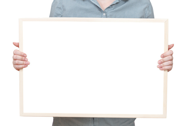 blank bulletin board in female hand - Fotó, kép
