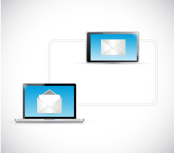 tableta a portátil diseño de ilustración de red de correo electrónico
 - Foto, imagen