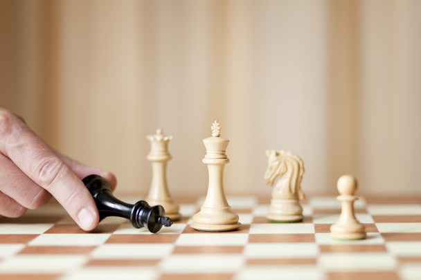 pohyblivé šachové figurky na šachovnici - Fotografie, Obrázek