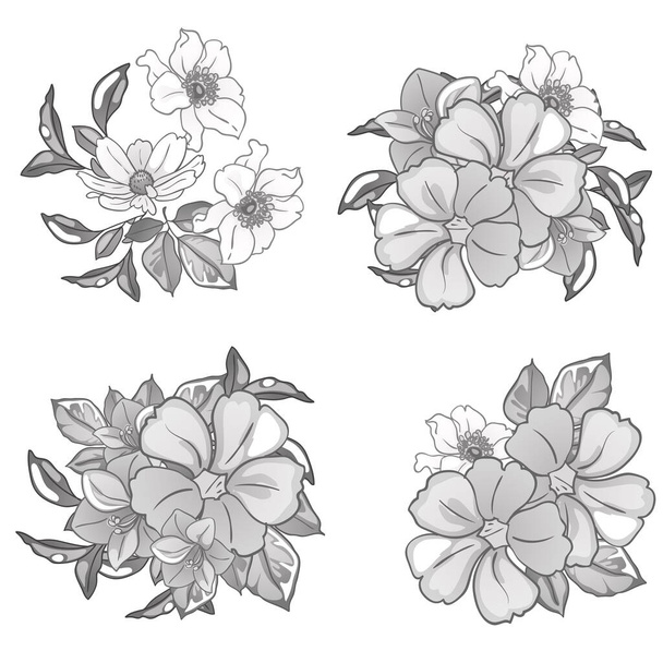 set of floral stickers, vector illustration - Vettoriali, immagini