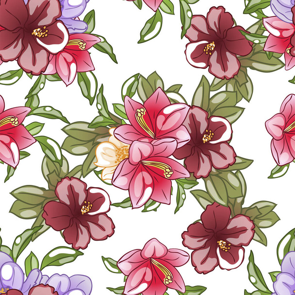 elegant seamless pattern with floral elements - Vector, Imagen