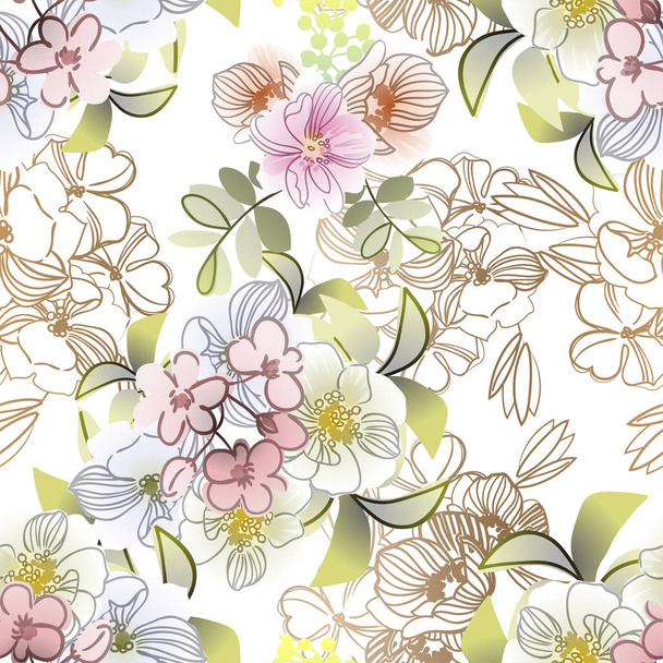 elegant seamless pattern with floral elements - Vector, Imagen