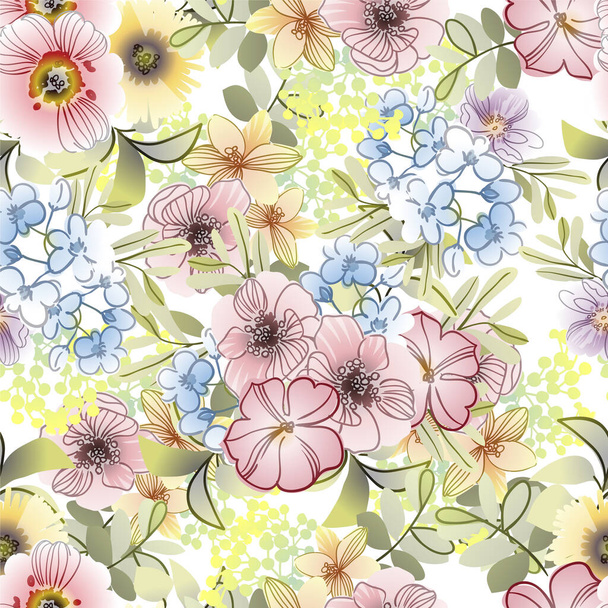elegant seamless pattern with floral elements - Vetor, Imagem