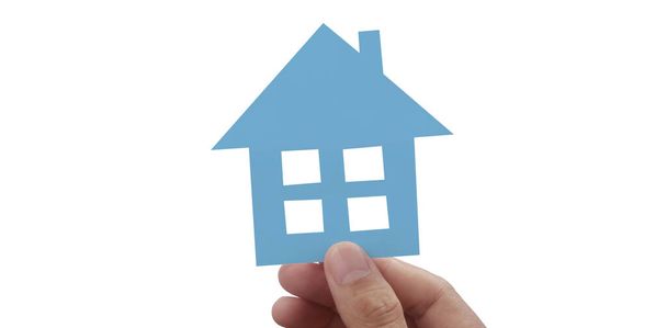 Hands holding paper house, family home and protecting insurance concept - Photo, Image