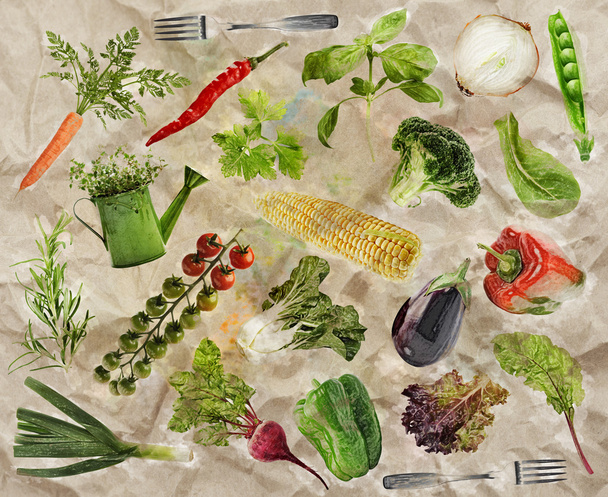 Vegetarian Food Background - Valokuva, kuva