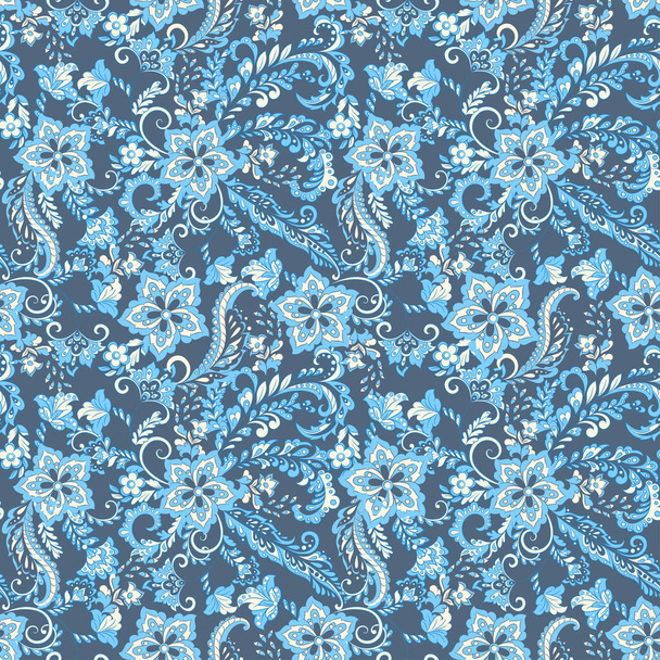 vintage flowers seamless pattern. Ethnic floral vector background - Vetor, Imagem