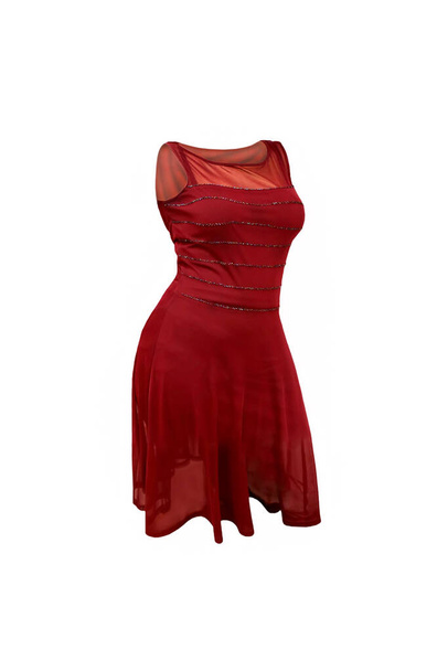 白の背景に隔離されたワインの赤の古典的な夜の女性のドレス。ゴーストマネキンの写真 - 写真・画像