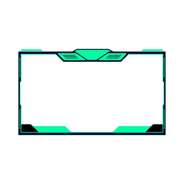 Gaming overlay frame for live streamers, vector design. Gaming frame overlay design with dark green and black color shade. Stylish overlay for live streamers vector illustration. - Vector, Image
