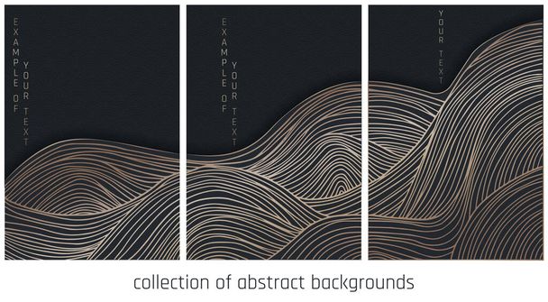  collection d'ondes abstraites japonaises vecteur noir et or - Vecteur, image