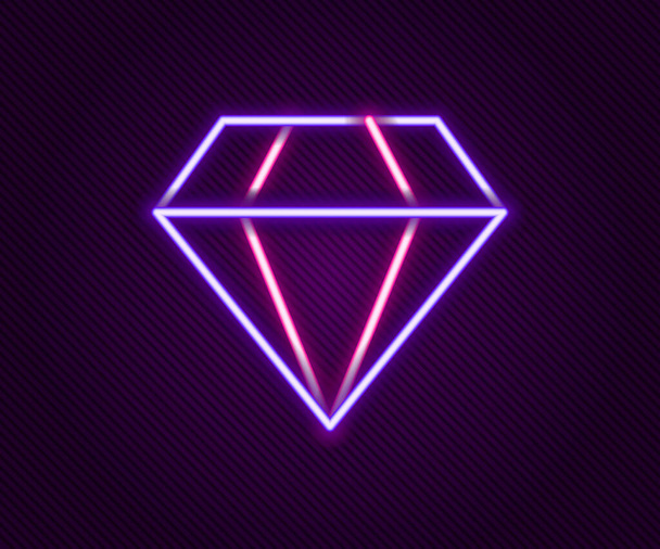 Glowing neon line Diamond icon isolated on black background. Jewelry symbol. Gem stone. Colorful outline concept. Vector. - Vector, Image