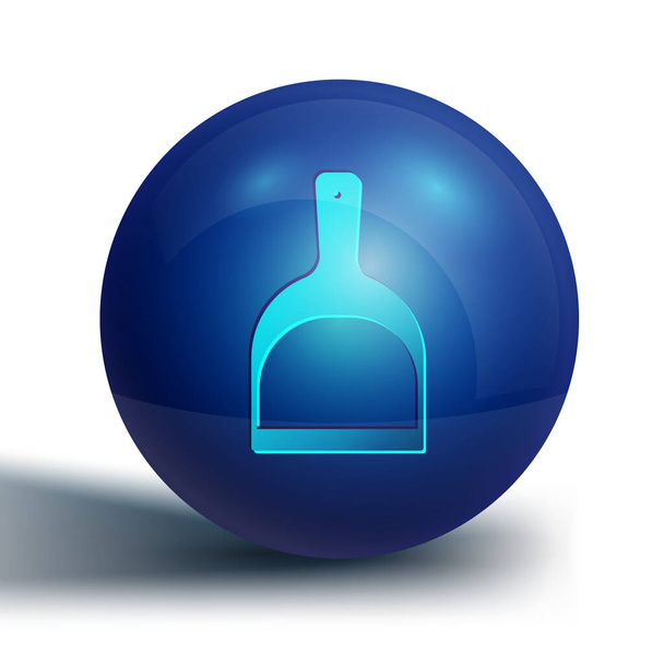 Icona blu Dustpan isolata su sfondo bianco. Servizi di pulizia scoop. Pulsante cerchio blu. Vettore. - Vettoriali, immagini