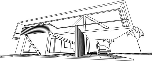 maison moderne croquis illustration 3d - Vecteur, image