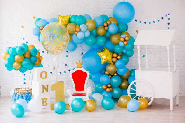 Blue decor for birthday party - Photo, image