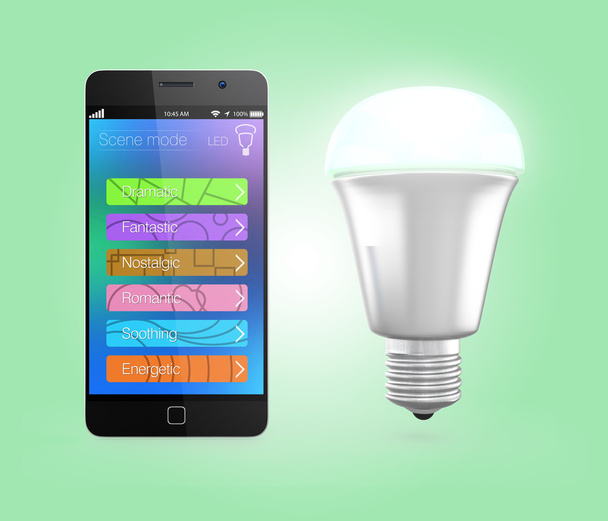 Smartphone app control LED lighting - Foto, Imagem