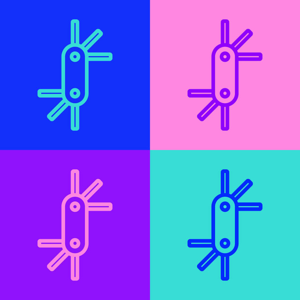 Pop-Art-Linie Werkzeugtasten-Symbol isoliert auf farbigem Hintergrund. Vektor - Vektor, Bild