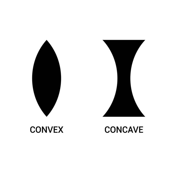 difference between convex lens and concave lens - Vector, Image