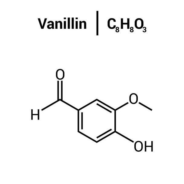 химическая структура ванилина (C8H8O3) - Вектор,изображение