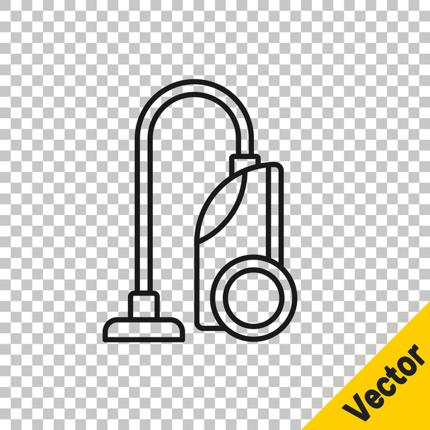 Black line Vacuum cleaner icon isolated on transparent background.  Vector - Vector, Image