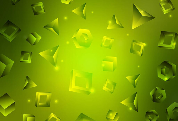 Світло-зелена, жовта векторна текстура з полістиролом з кубиками. Абстрактна ілюстрація з різнокольоровими лініями, кубиками. Візерунок для буклетів, листівок
 - Вектор, зображення