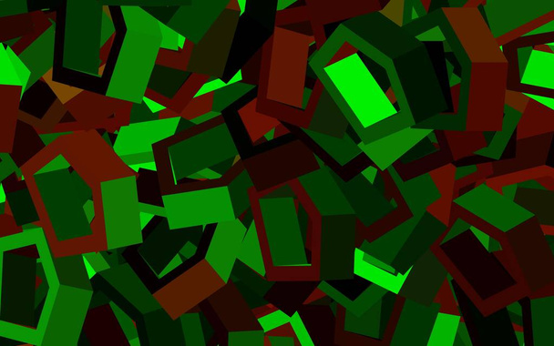Sötétzöld, vörös vektor sablon hatszögletű stílusban. Illusztráció színes hatszögekkel. Weboldal plakátok, bannerek tervezése. - Vektor, kép