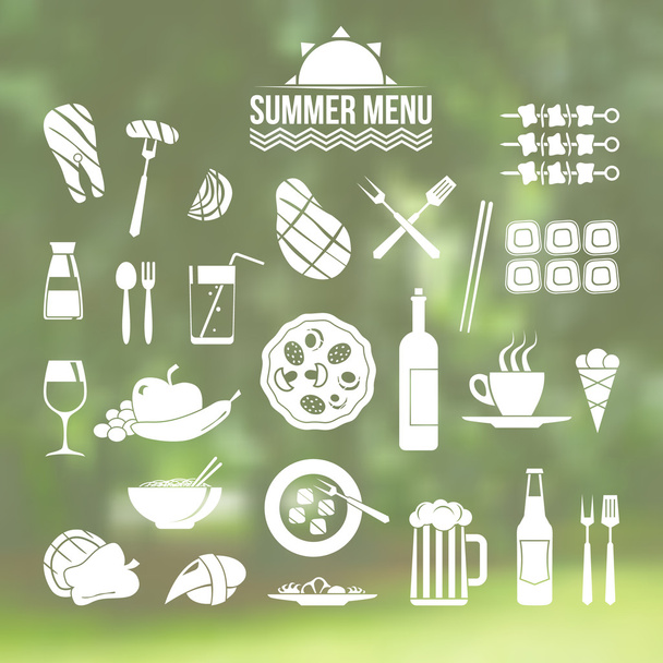 Icon set summer menu - Vector, Image