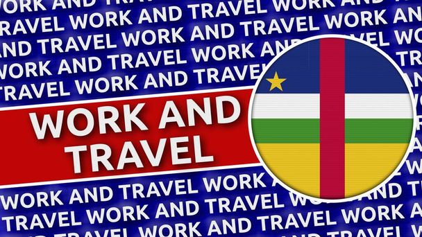 Republika Środkowoafrykańska Circular Flag with Work and Travel Tytuły - Ilustracja 3D - Zdjęcie, obraz