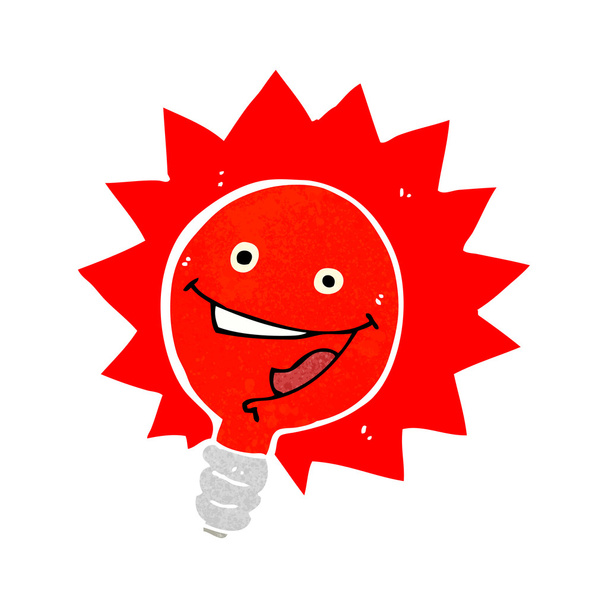 happy flashing red light bulb cartoon  - Вектор, зображення