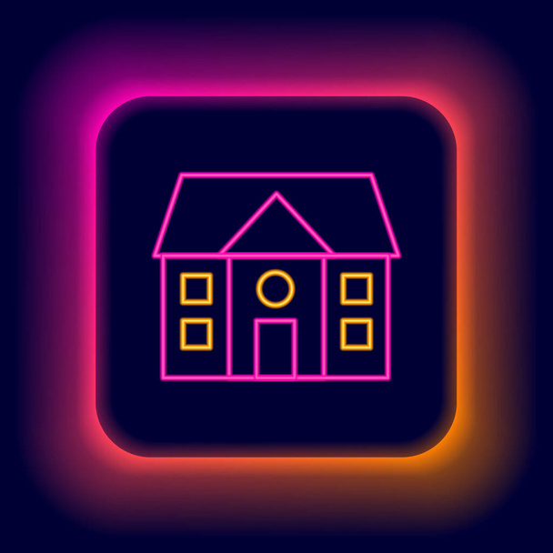 Leuchtende Leuchtschrift House Symbol isoliert auf schwarzem Hintergrund. Heimatsymbol. Buntes Rahmenkonzept. Vektor - Vektor, Bild