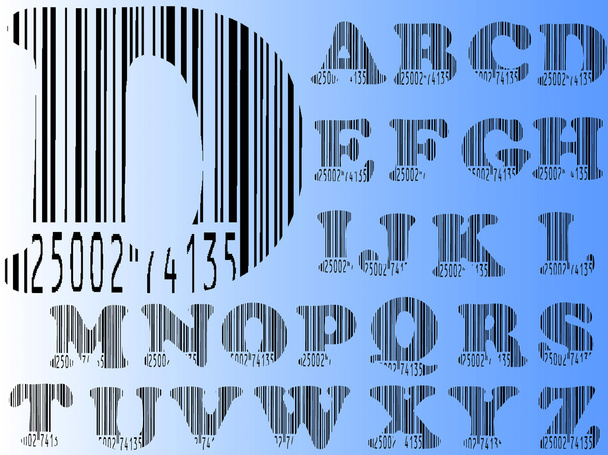 Alfabeto de código de barras Ato Z (Cartas altamente detalladas Seperadamente agrupadas y transparentes para que puedan superponerse en otros gráficos
) - Vector, imagen