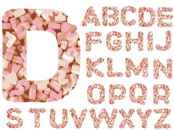 Candy Alphabet Letters - Hand Drawn Font with bightly colored Candy Sweet letters - Vector, Image