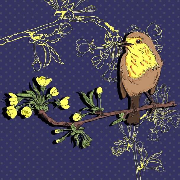 Uccello sul ramo. Illustrazione vettoriale
 - Vettoriali, immagini