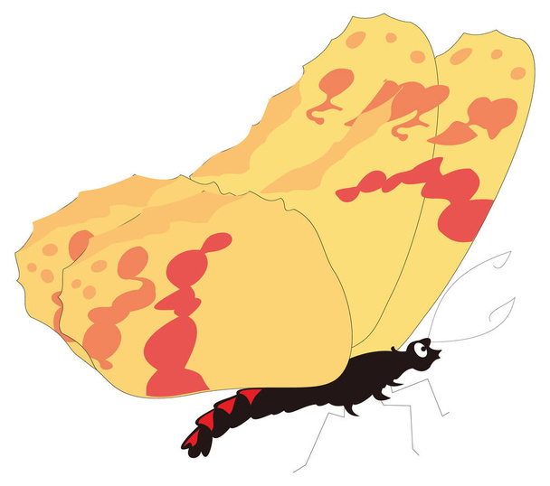 amarelo vermelho borboleta suporte inseto vetor ilustração transparente fundo - Vetor, Imagem