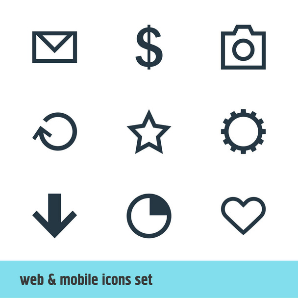 illustration of 9 member icons. Editable set of star, soul, camera and other icon elements. - Valokuva, kuva
