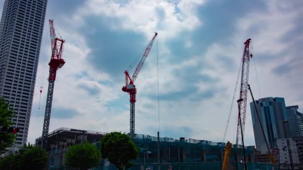 A timelapse of crane at the under construction in Shinjuku wide shot - Footage, Video