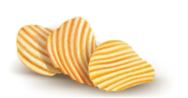 волнистые картофельные чипы на белом фоне
 - Вектор,изображение