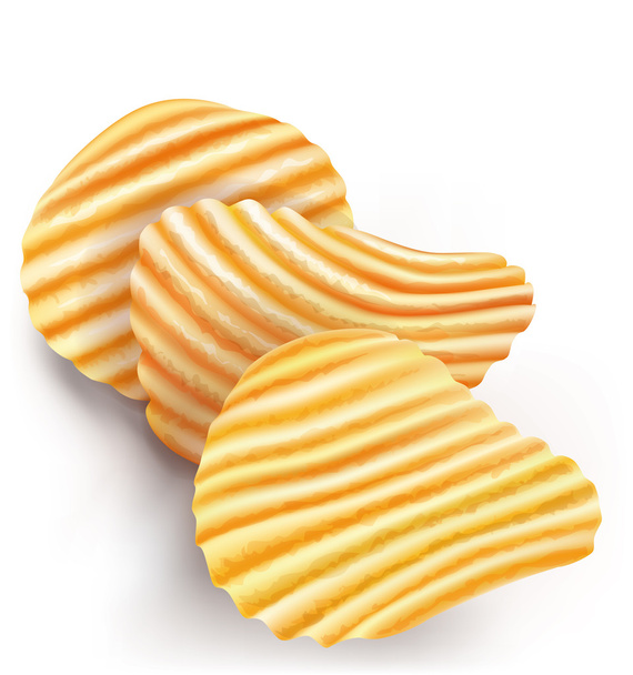волнистые картофельные чипы на белом фоне
 - Вектор,изображение