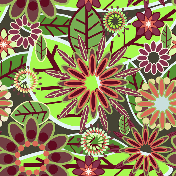 Flowers abstract seamless vector texture in original colors - Vecteur, image