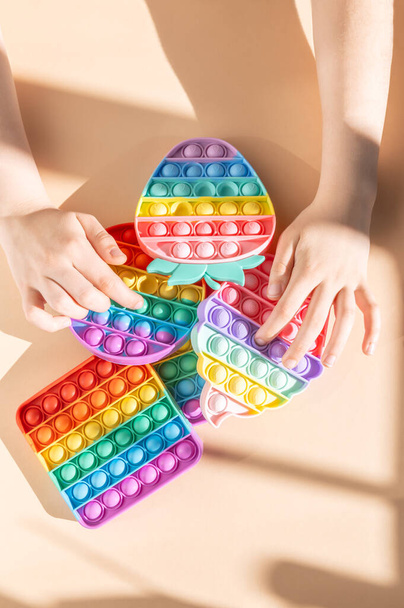Rainbow Pop It Bubble Sensory Fidget Toy - Photo, Image