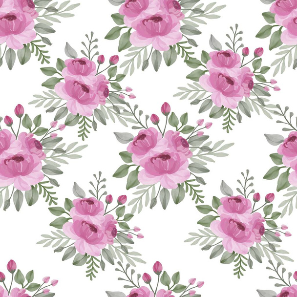 ピンクのバラの花束のシームレスなパターンと背景デザイン - ベクター画像