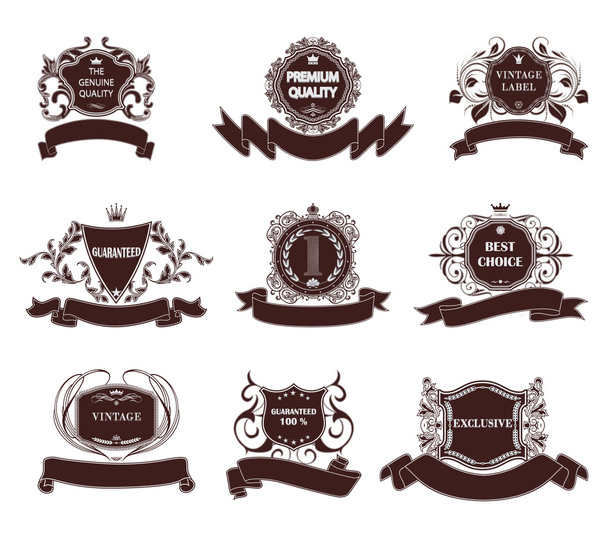 Set of premium quality labels  with retro vintage styled design. - Vecteur, image