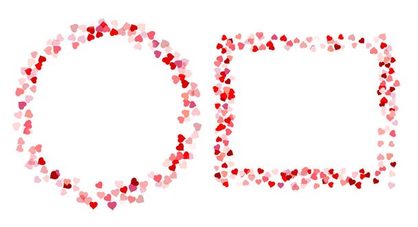 Love red hearts frames. Empty text boxes. Isolated vector illustration - Vector, afbeelding