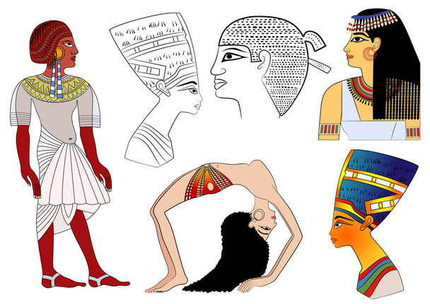 古代エジプトのさまざまな要素のイラスト - ベクター画像