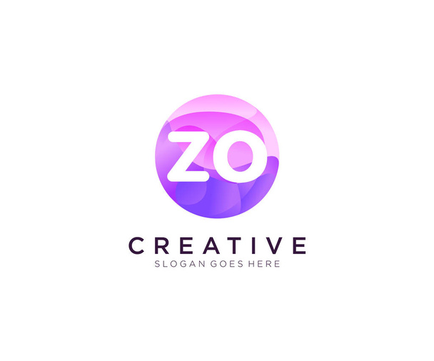 ZO initial logo With Colorful Circle template - Vector, Image