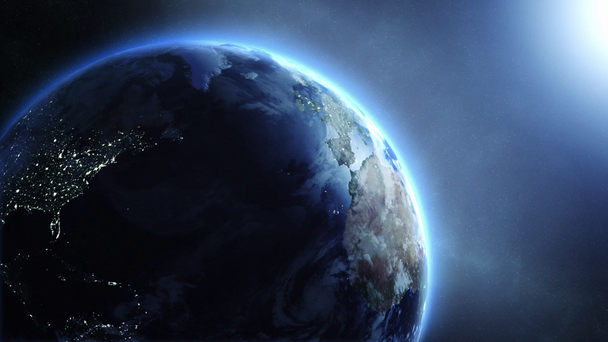 krásné skutečné zemi rotace s modrá záře - 1080 p hd - Záběry, video