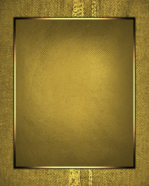 Abstract gold background with gold frame and yellow label. Design template. Design site - Foto, Imagem